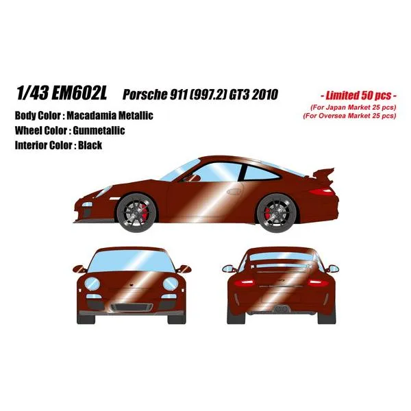 EIDOLON 1/43 ポルシェ 911 (997.2) GT3 2010 マカダミアメタリック 完成品ミニカー EM602L
