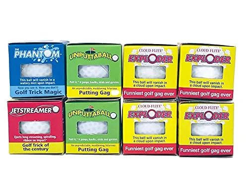 【中古】【未使用・未開封品】Lot 8 Trick Golf Balls Jokes Exploding, Mist, Wobble, Streamer