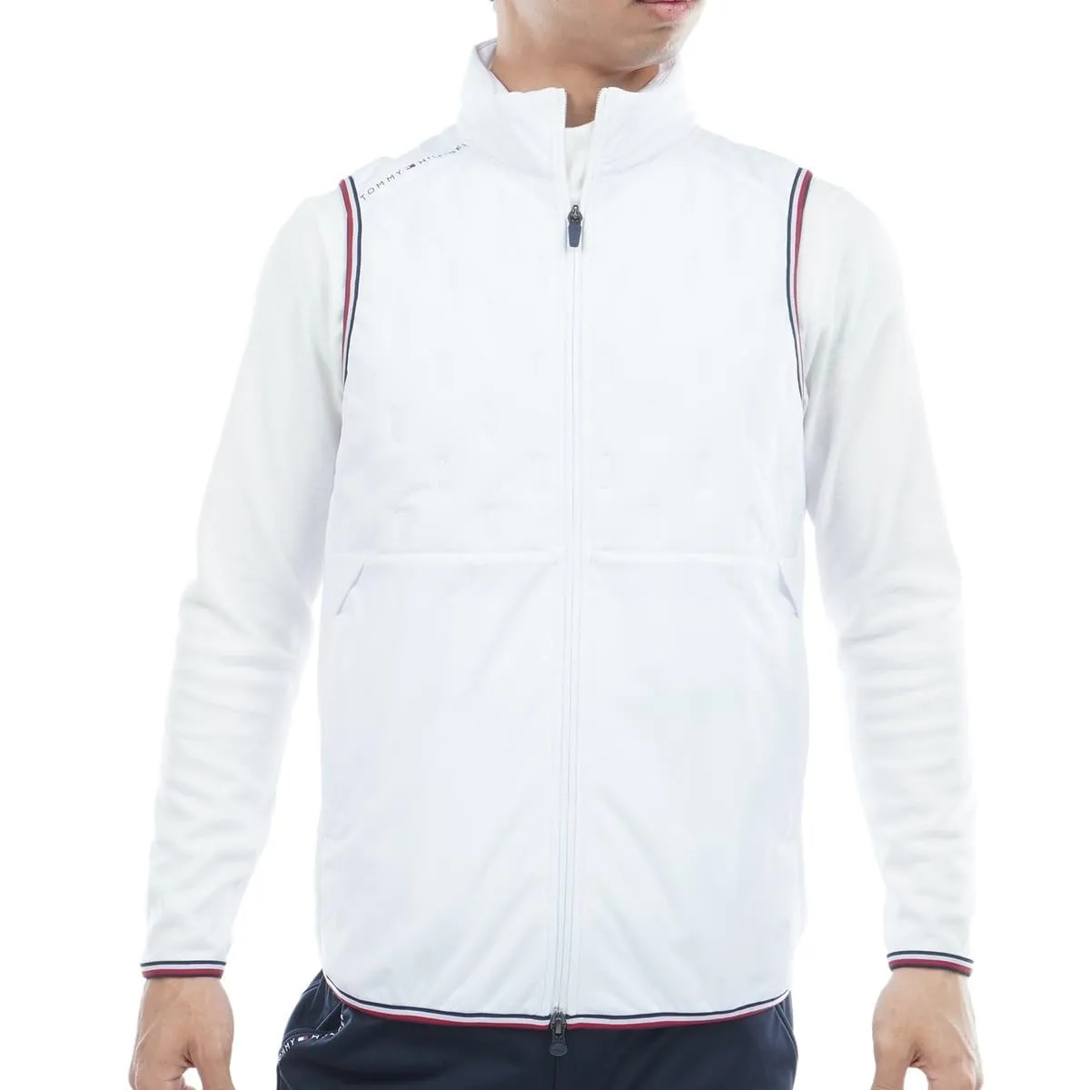 TOMMY HILFIGER GOLF(トミー ヒルフィガー ゴルフ) メンズゴルフウェア 高周波 中綿キルトベスト ホワイト Mサイズ THMA577