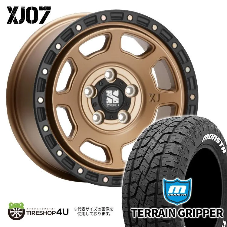 タイヤホイール4本セット XTREME-J XJ07 17x8.0J 5/127 +38 MBR MONSTA TERRAIN GRIPPER 285/70R17 121/118R LT ホワイトレター