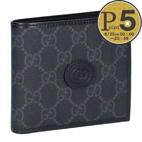 【並行輸入品】 グッチ GUCCI 折財布 小銭入れ付き インターロッキングG 673000 92TCN 1000 ブラック