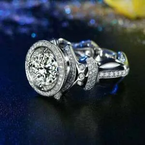 【送料無料】ジュエリー・アクセサリー ホワイトゴールドオーバーラウンドカットモイッサニテ14k oro bianco sopra 300 kt taglio rotondo moissanite anello di fidanzamento