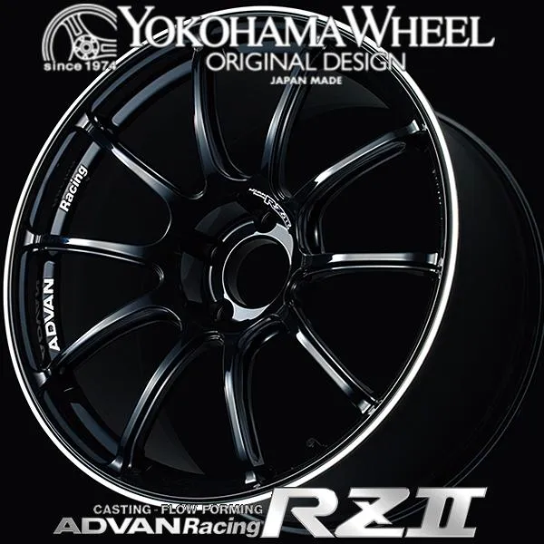 アドバン レーシング RZ2 RZII アルミホイール 19×10.0J 5/114.3 +25 レーシンググロスブラック\u0026リング V1962