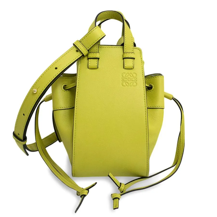 （新品・未使用品）ロエベ LOEWE ハンモック ドローストリング 2Way ミニ ショルダー ハンドバッグ カーフスキン レザー ライムイエロー グリーン 314.30.V07