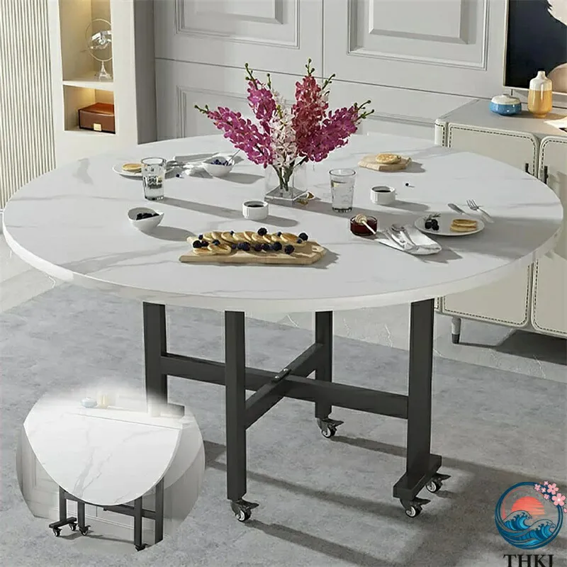 【全品2点で5%OFF】バタフライテーブル 折畳ダイニングテーブル ダイニングテーブル THKJ 丸ダイニングテーブル ラウンド折りたたみ キャスター付き 2人 4人