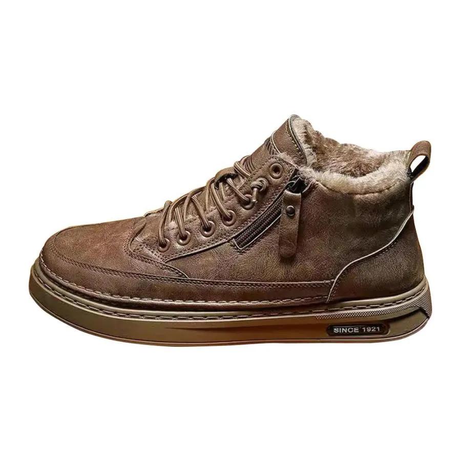 【並行輸入品】HiGropcore Men's Winter Snow Boots Fur Lined Waterproof Leather