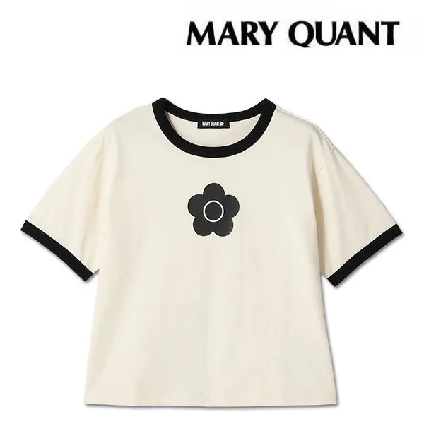 マリークワント MARY QUANT デイジーリンガー Tシャツ（アイボリー）ロゴデザインベーシック トップス ベーシック 部屋着 レディース インスタ映え おしゃれ かわいい お返し クリスマス ハロウィン バレンタイン