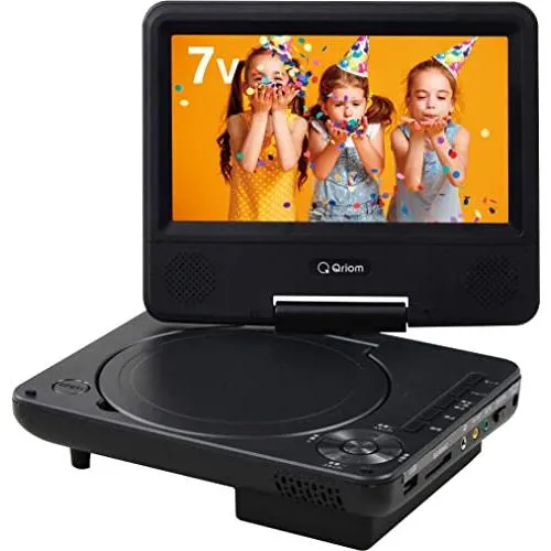 山善 ポータブル DVDプレーヤー CPRM対応 7インチ 3WAY電源 AC/DC/乾電池 車載用バッグ付き CDリッピング機能 レジューム機能搭載 軽量 リモコン付き