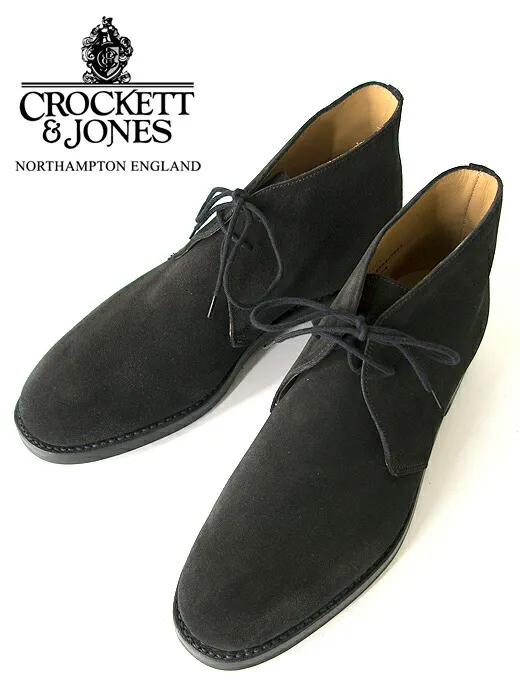Crockett\u0026Jones クロケット＆ジョーンズ CHERTSEY ブラック スエードチャッカブーツ ダイナイトソール cro420801
