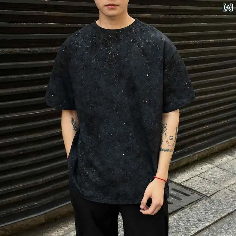 メンズ ファッション 春夏 秋冬 かっこいい オシャレ モテ 男性用 紳士服  服 韓国 シンプル 大人 アメリカン レトロ 高級 バティッ ベビーレ ヘビー 半袖 T シャツ メンズ 夏 ウンドネッ 半袖 T シャツ