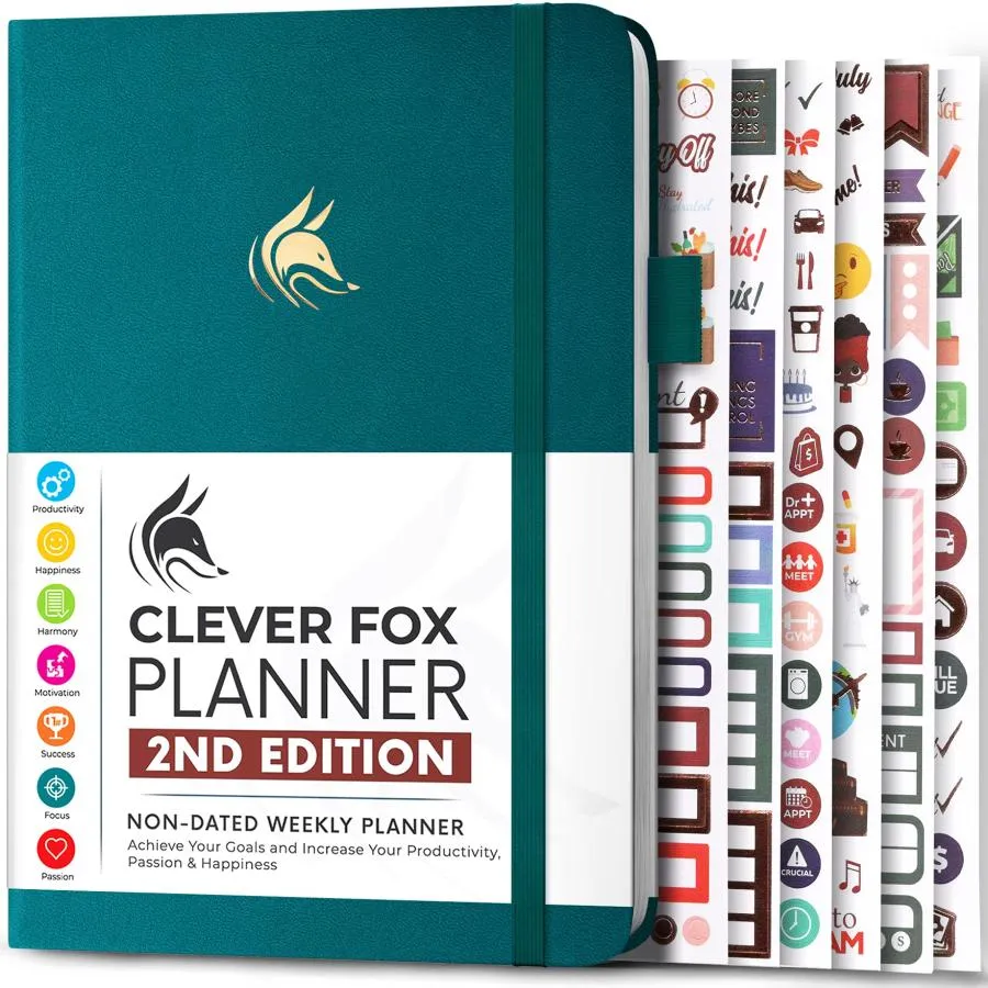 Clever Fox Planner(クレバーフォックス) プランナー 第2弾 - カラフル ウィークリー＆マンスリー ゴールプランナー 時間管理 ＆ 生産性オーガナイザー 日付なし