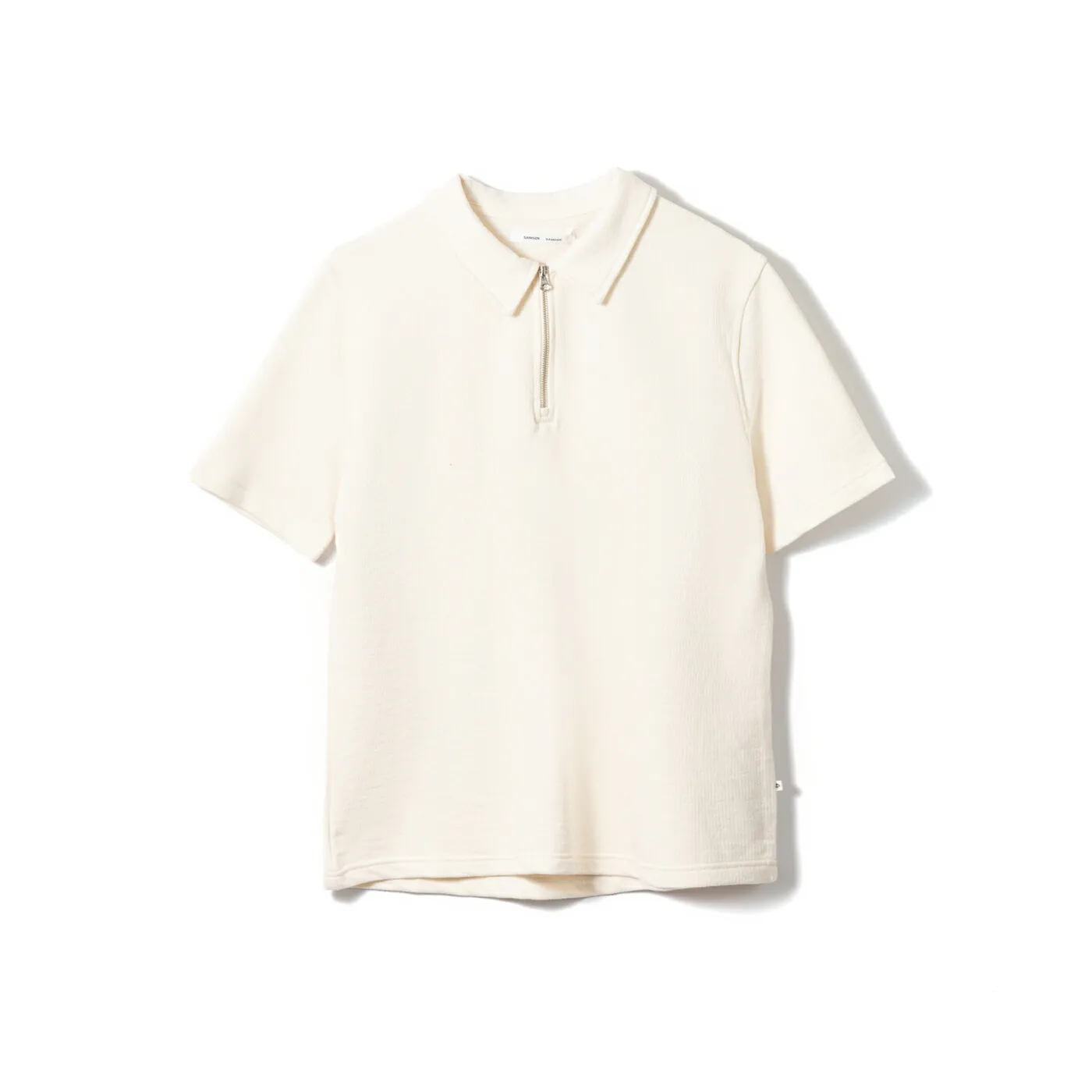 【5/9-16 ポイント10倍+最大1万円OFF】 SAMSOE SAMSOE M25100032 ポロシャツ ホワイト 白 メンズ 半袖 レギュラーフィット ショートジッパー開閉 オーガニックコットン リサイクルポリエステル 春夏カジュアルコーデ
