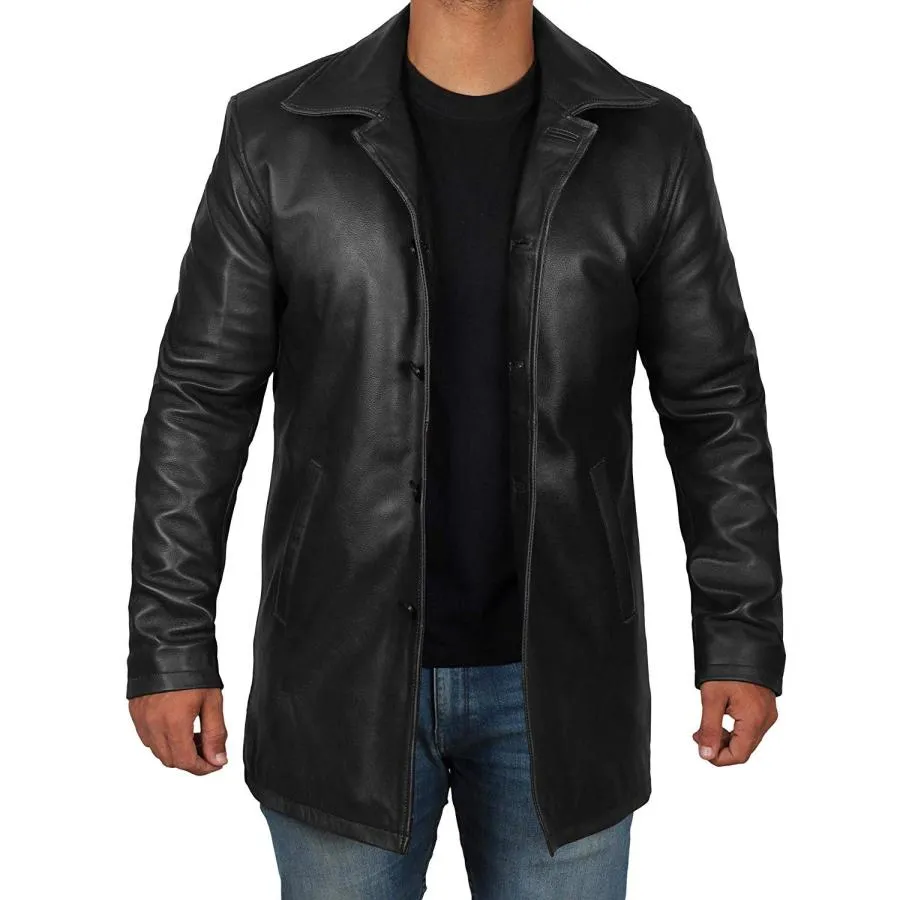 【並行輸入品】fjackets Black Leather Coats Jacket for Men Tall | [1118806] Sup