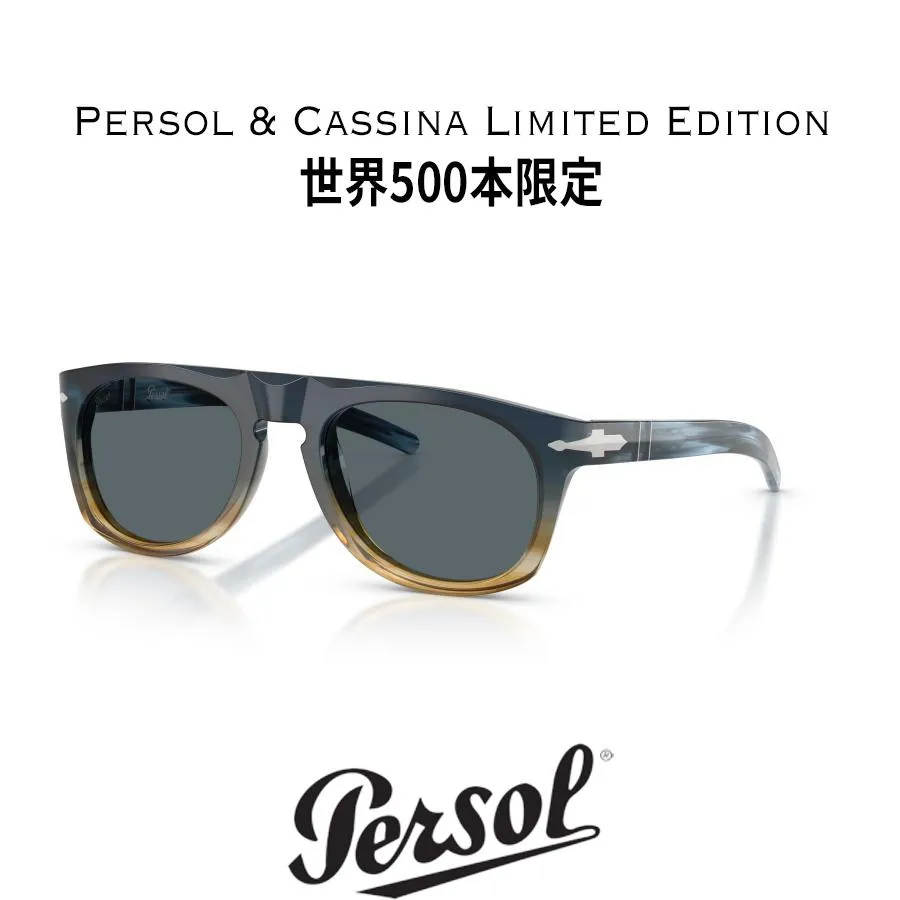 Persol ペルソール 3401S - Persol & Cassina Limited Edition Col.1245R5 Blue Striped Sand/Blue ティアドロップタイプ サングラス イタリア 正規輸入品