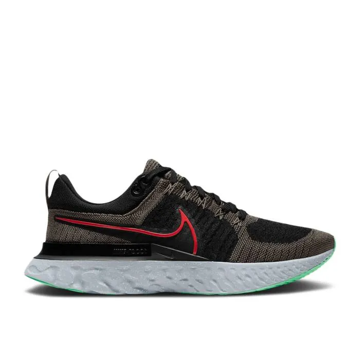 ナイキ Nike 【 React Infinity Run Flyknit 2 Ridgerock Men Ridgerock/Black/Green Glow/Chile Red 】 リアクト ラン フライニット メンズ 黒色 ブラック green 緑・グリーン Red 赤・レッド