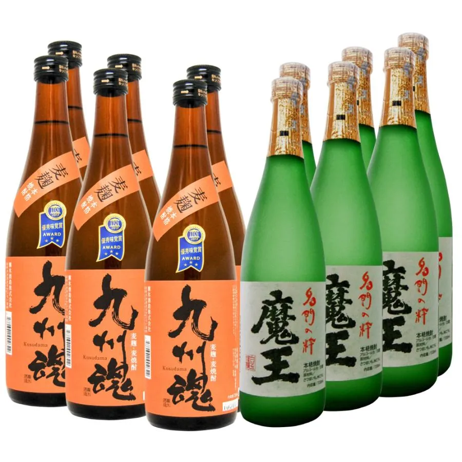 魔王 九州魂 芋・麦焼酎飲み比べ (25°) 720ml 各6本 全12本 国際味覚賞7年3つ★★★星ダイヤモンド賞 受賞麦焼酎