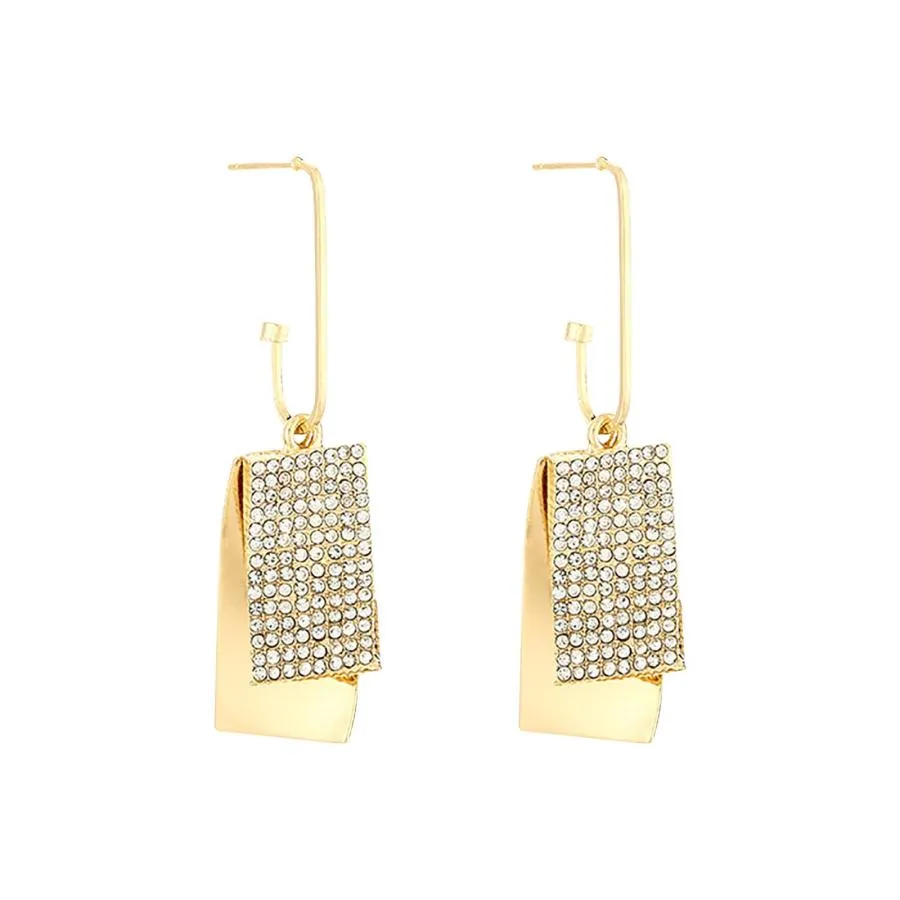 【並行輸入品】Statement Stud Earrings Dangle for Women Girls Rectangular Diamo