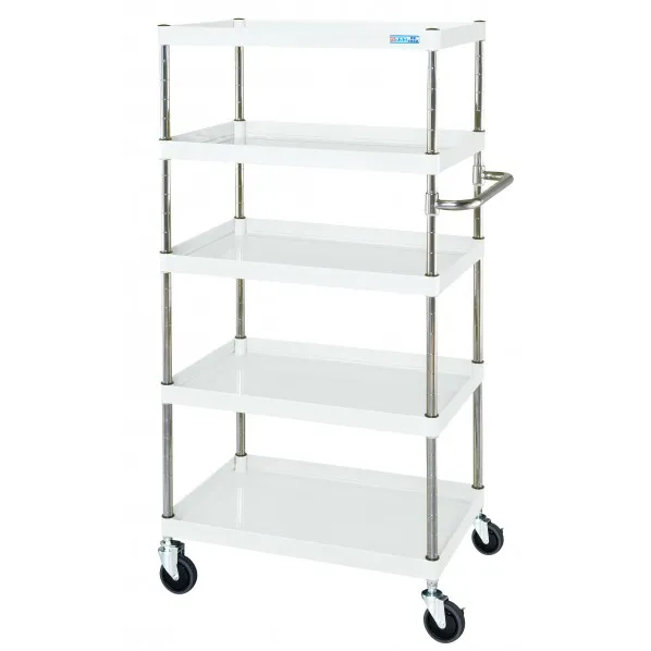 ※法人専用品※サカエCSパールワゴン(中量/抗菌パールホワイト/サイレントエラストマー車/直進安定金具付)W750×D500×H1500パールホワイトCSP-75155YSEW