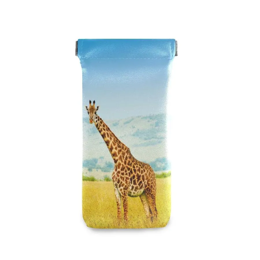 【並行輸入品】Sunglasses Pouch African Animal Giraffe Squeeze Top Glasses Pouc