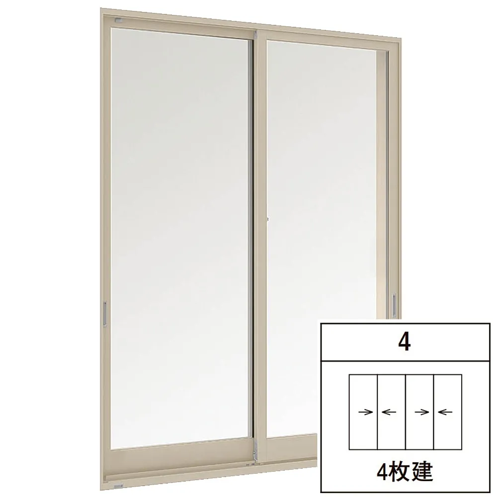 セレクトサッシPG 引違い 4枚建て 一般複層ガラス / アルミスペーサー仕様 34720 W：3,510mm × H：2,030mm LIXIL リクシル TOSTEM トステム