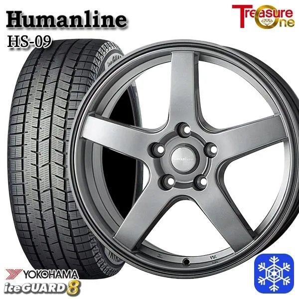 215/60R16インチ ヨコハマ アイスガード IG80 5H100 スタッドレスタイヤホイール4本セット ヒューマンライン HS09 DG