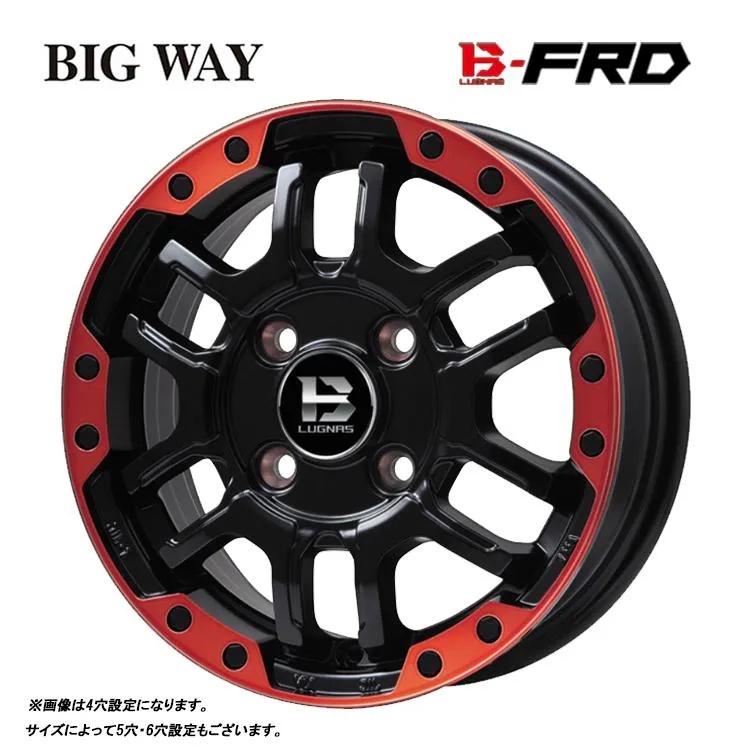 16インチ 5H139.7 5.5J 5.5J+20 5穴 ホイール 【1本単品 新品】 マットブラック/レッドリム B-LUGNAS FRD 送料無料 ビッグウェイ