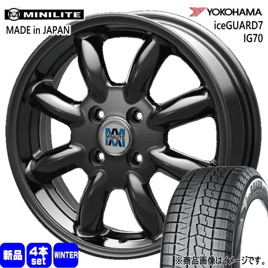 タフト ハスラー デリカミニ4WD アトレー アゲトラ  ヨコハマ 165/65R15 81Q iceGUARD7 IG70 冬用 スタッドレスタイヤ MINILITE 15インチ