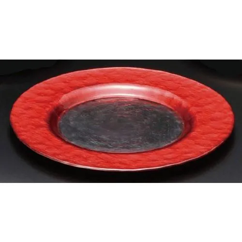 ☆ ガラス器 ☆ レッドリムプレート28cm [ 280 x 18mm ] 【レストラン カフェ 喫茶店 飲食店 業務用 】