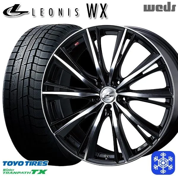 215/55R17インチ TOYO トーヨー ウィンター トランパス TX 5H114.3 スタッドレスタイヤホイール4本セット ウェッズ レオニス WX BKMC