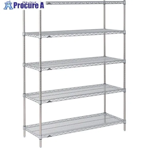 ERECTA スーパーシリーズ・ステンレスワイヤーシェルフ 間口1212mm×奥行536mm×高さ1587mm(PS) DB無 5段 SBS1220PS1590N5 1台 ■▼349-3012 【送料都度見積】