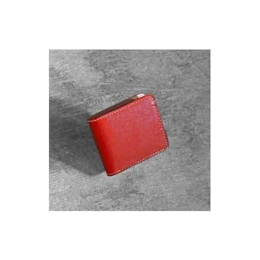 ふるさと納税 財布 栃木県 栃木市 栃木レザー使用｜滑らか本革二つ折り財布｜Half wallet 01C｜レッド｜minca（全7色） Half wallet 01C／レッド