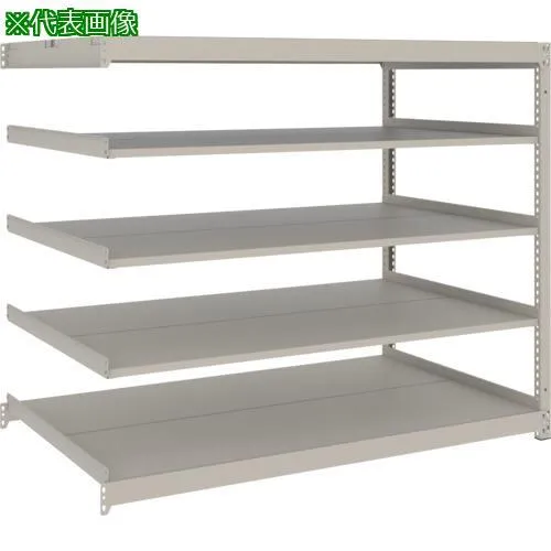 ■TRUSCO スチールラック 薄板ラック(棚板分割タイプ、耐荷重100Kg)1500×595×H1200 5段連結 ネオグレー【6629786:0】[店頭受取不可]