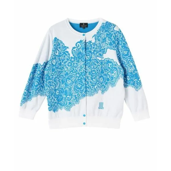 LANVIN COLLECTION / ランバン コレクション 18ゲージ袋ジャカードレース柄カーディガン
