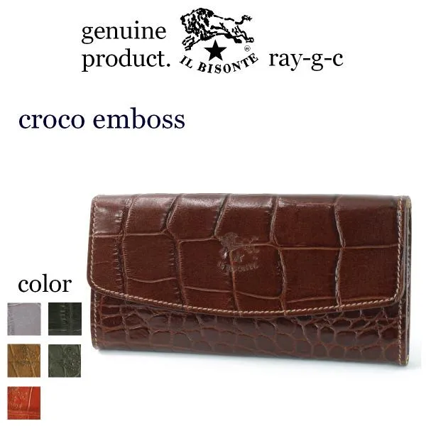 イルビゾンテ 財布 IL BISONTE ラウンドフラップ ロングウォレット(クロコ型押し) 長財布  54_1_ 54202313140 メンズ レディース ( 商品番号 IB-20-13140 )
