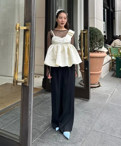 パンツドレス ボリュームリボンペプラムセットアップドレス / volume ribbon peplum setup dress