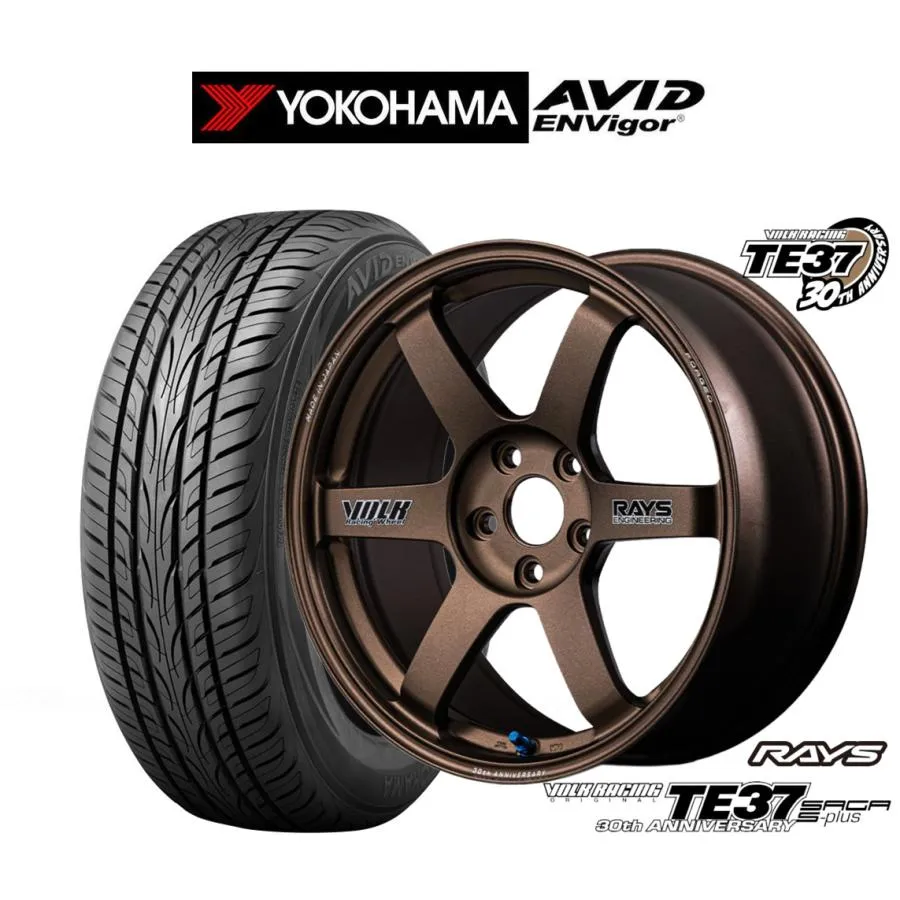 サマータイヤ ホイール4本セット レイズ ボルクレーシング TE37 サーガ S-plus 30TH STICKER Ver. ヨコハマ AVID エンビガー (S321) 225/45R18