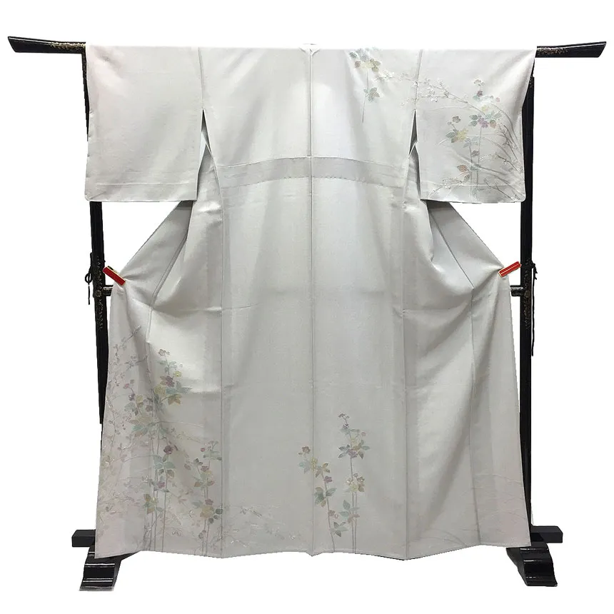京やH163 正絹 特選 訪問着 附下 伝統工芸品 汕頭刺繍 ししゅうの訪問着 パールトーン加工済み 単衣の時期の着物 単衣仕立て 未使用 仕立て上がり 身丈161.5cm 裄67cm 絹100％ カジュアル～フォーマル 5月中旬から6月9月10月初旬まで 送料無料