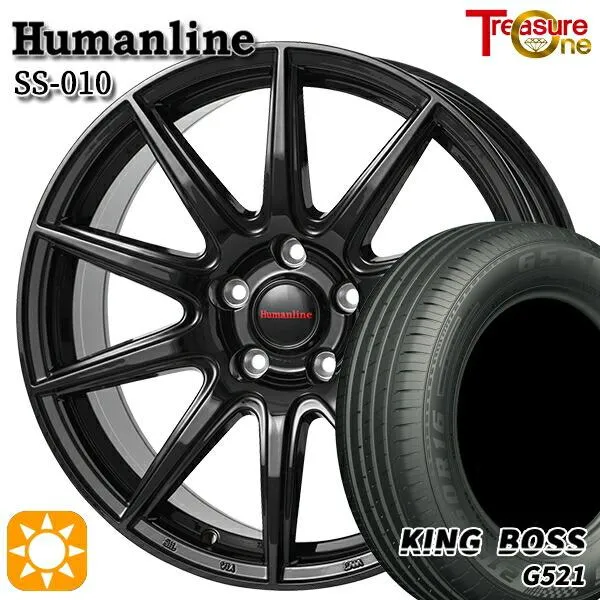 サマータイヤ ホイール4本セット 215/60R16インチ 5H114.3 ヒューマンライン SS010 BK キングボス G521