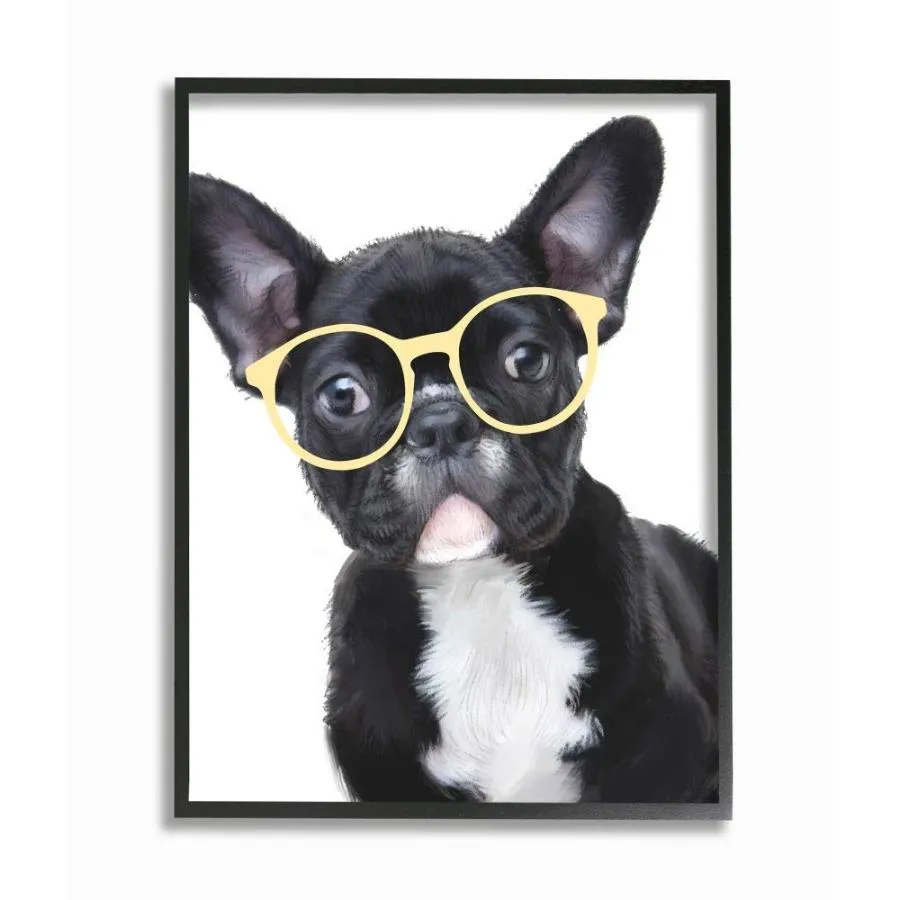 Stupell Industries Sophisticated Puppy Dog French Bulldog Glasses
