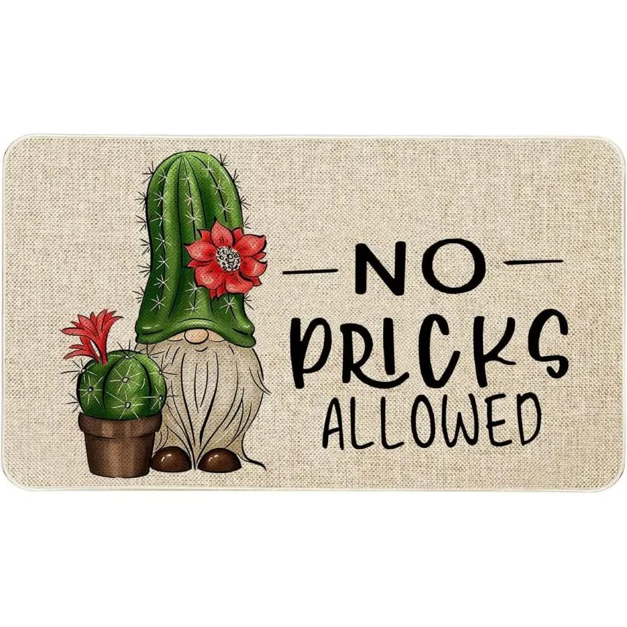 【並行輸入品】Spring Summer Door Mat No Picks Allowed Cactus Gnome Doormat Indo 並行