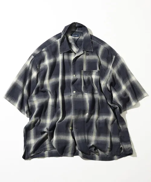 シャツ NAUTICA/ノーティカ ブリーチ オンブレ オープンカラー半袖シャツ メンズ