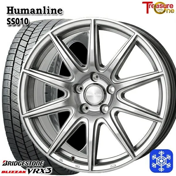 215/45R17インチ ブリヂストン ブリザック VRX3 5H114.3 スタッドレスタイヤホイール4本セット ヒューマンライン SS010 DG