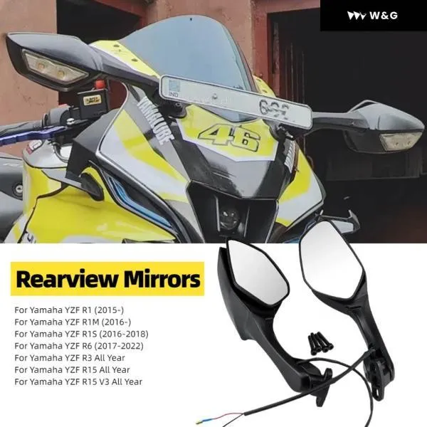 並行輸入品 ヤマハ YZF-R1 R1M/S 2016- YZF-R3 YZF-R6 YZF-R15 5 V3 オートバイ バイク バックミラー LEDウィンカー付き サイドミラー パーツ