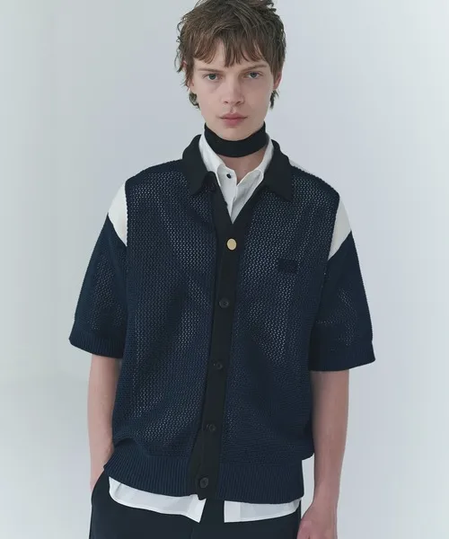 セーター ニット Mesh Knit Short Sleeve Jacket メンズ レディース