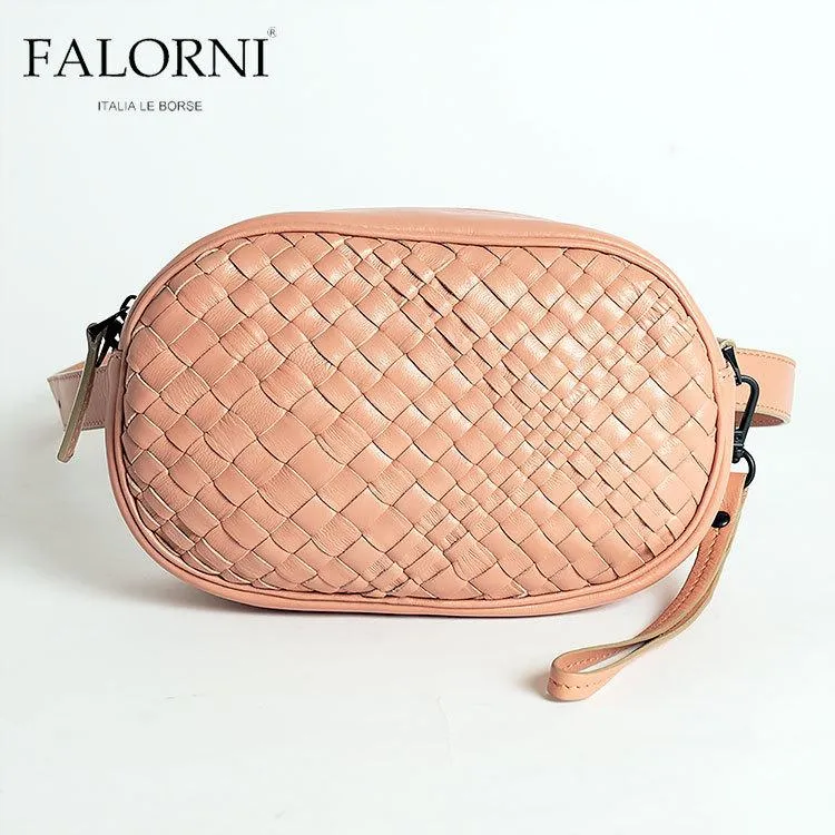 ファロルニ FALORNI ボディバッグ ショルダーバッグ チェーンバッグ 20 イントレチャート レザー ピンク レディース イタリア製