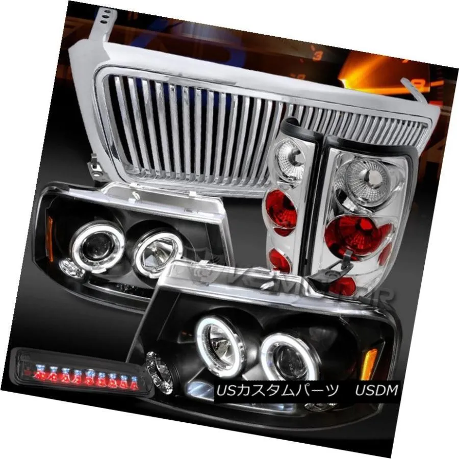 ヘッドライト 04-08 F150 LEDプロジェクターヘッドライト+タイ  l + LEDスモーク第3ブレーキライト+グリル