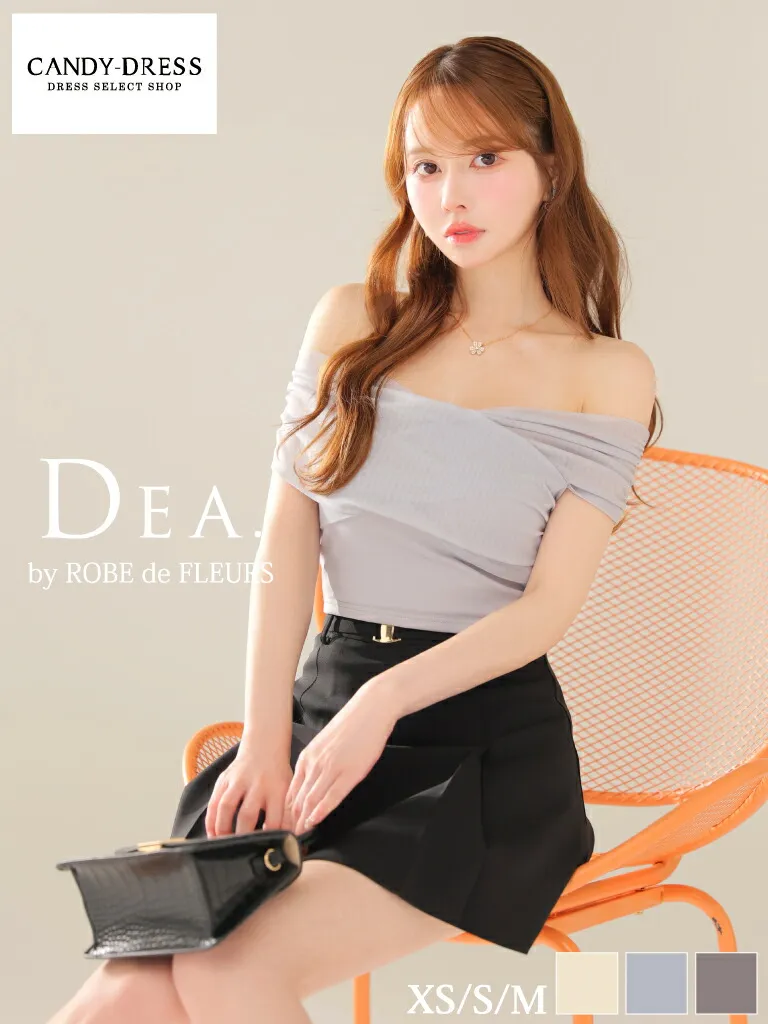 【DEA. by ROBE de FLEURS/ディアバイローブドフルール】ストレッチ/ チュール/ ギャザー/ クロス/ オフショルダー/ セットアップ/ フレア/ ミニドレス/ キャバドレス/ ワンピース [DE3388] ローブド ナイトドレス パーティー Aライン ツーピース セパレート 私服