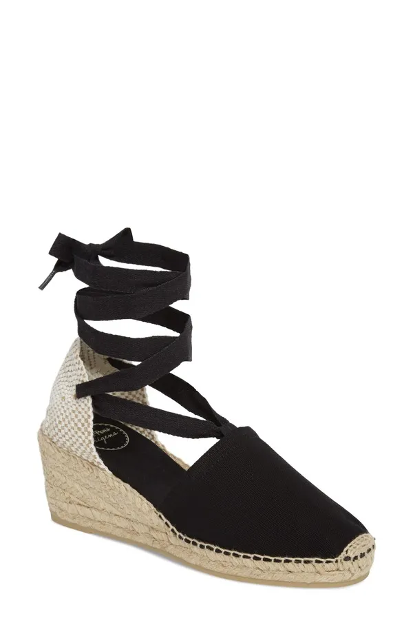 トニーポンズ レディース シューズ サンダル Toni Pons Valencia Wraparound Espadrille Wedge Black Fabric ブラック