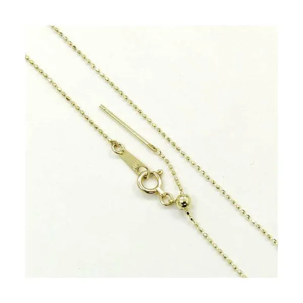 18金ゴールド　長さ50センチ スライドピンカットボールチェーン ネックレス(幅0.8mm・長さ50cm/長さ調整・抜き差し可能)送料無料
