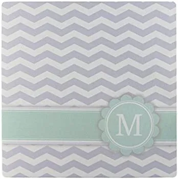 【中古】【輸入品・未使用】3dRose LLC 8 x 8 x 0.25 Inches Mouse Pad%ｶﾝﾏ% Letter M Monogrammed on Grey and White Chevron with Mint Gray Zigzags Personal Initial Zi